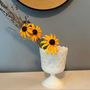 Vintage Milk Glass Footed Vase